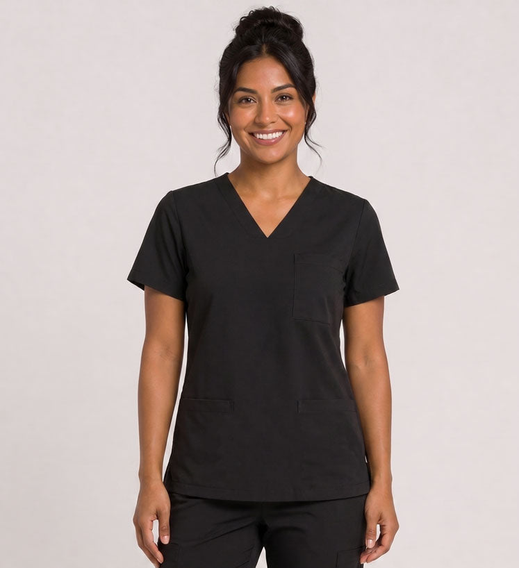 STARLIGHT STRETCHY THREE POCKET V-NECK SCRUB TOP