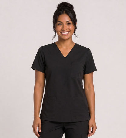 STARLIGHT STRETCHY THREE POCKET V-NECK SCRUB TOP