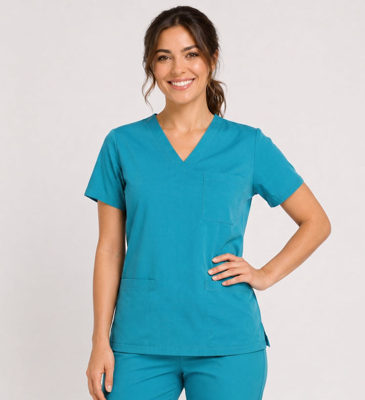 STARLIGHT STRETCHY THREE POCKET V-NECK SCRUB TOP