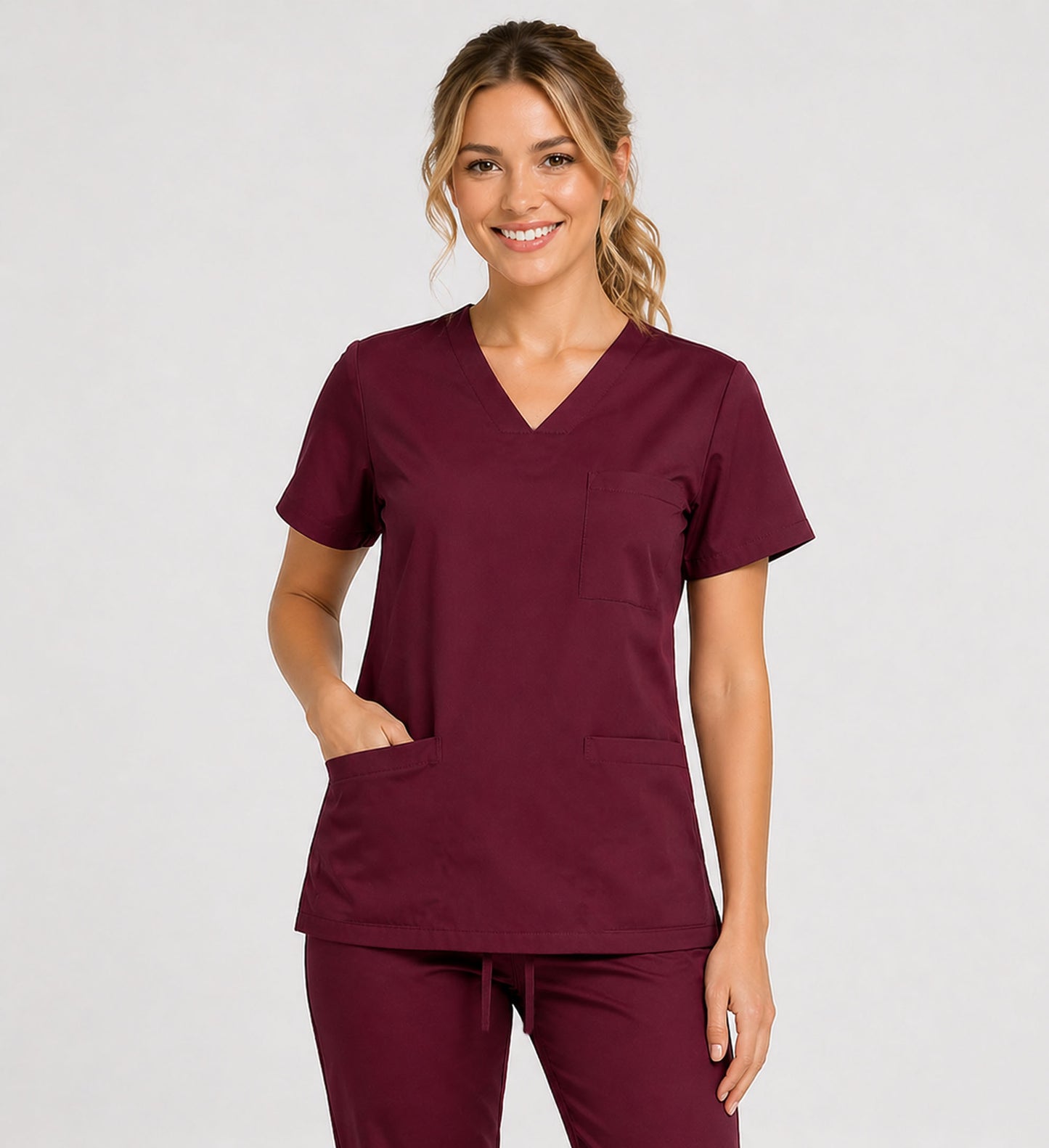 STARLIGHT STRETCHY THREE POCKET V-NECK SCRUB TOP
