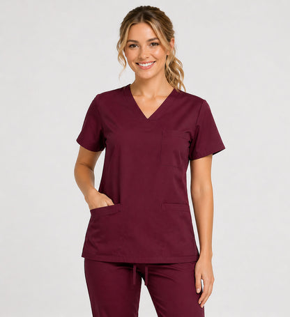 STARLIGHT STRETCHY THREE POCKET V-NECK SCRUB TOP