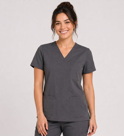 STARLIGHT STRETCHY THREE POCKET V-NECK SCRUB TOP