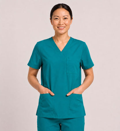 STARLIGHT STRETCHY THREE POCKET V-NECK SCRUB TOP