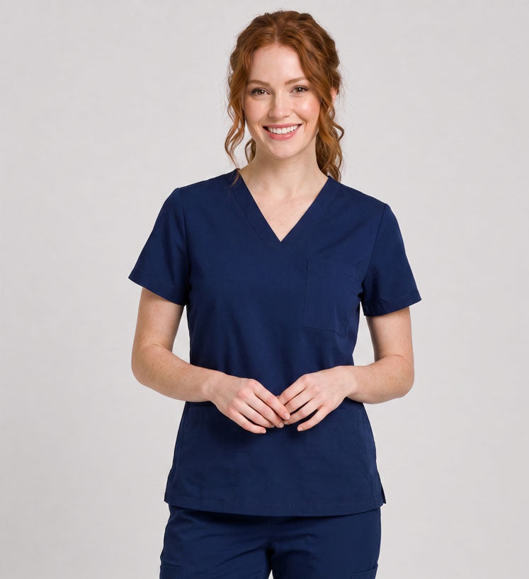 STARLIGHT STRETCHY THREE POCKET V-NECK SCRUB TOP