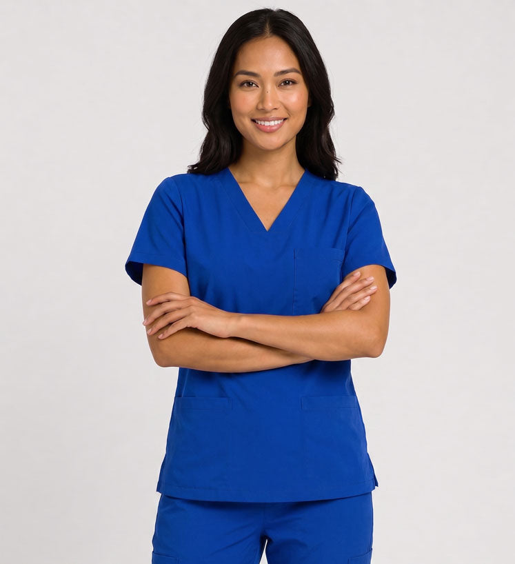 STARLIGHT STRETCHY THREE POCKET V-NECK SCRUB TOP