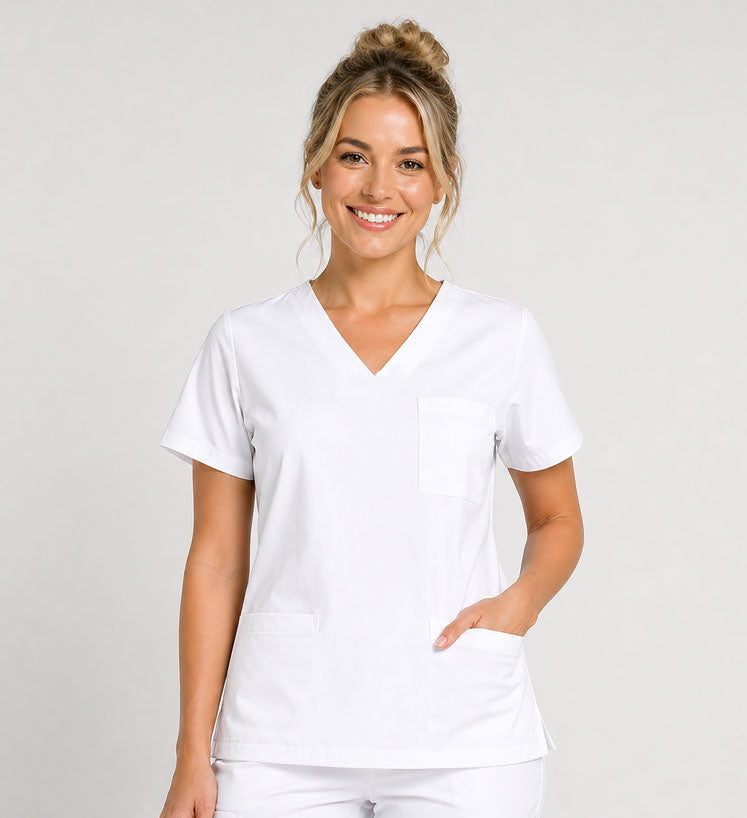 STARLIGHT STRETCHY THREE POCKET V-NECK SCRUB TOP